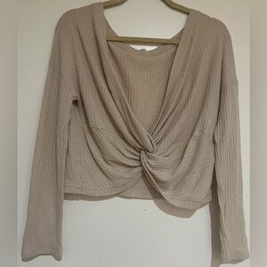 Express Beige Twist Front Sweater